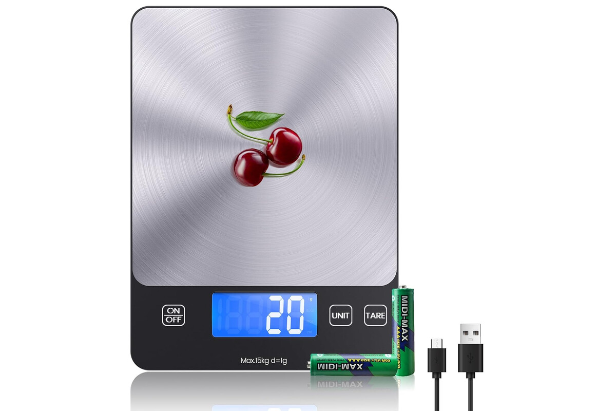 Risparmia subito sulla bilancia da cucina digitale: alta precisione, ricaricabile, capacità 15 kg e batterie incluse!