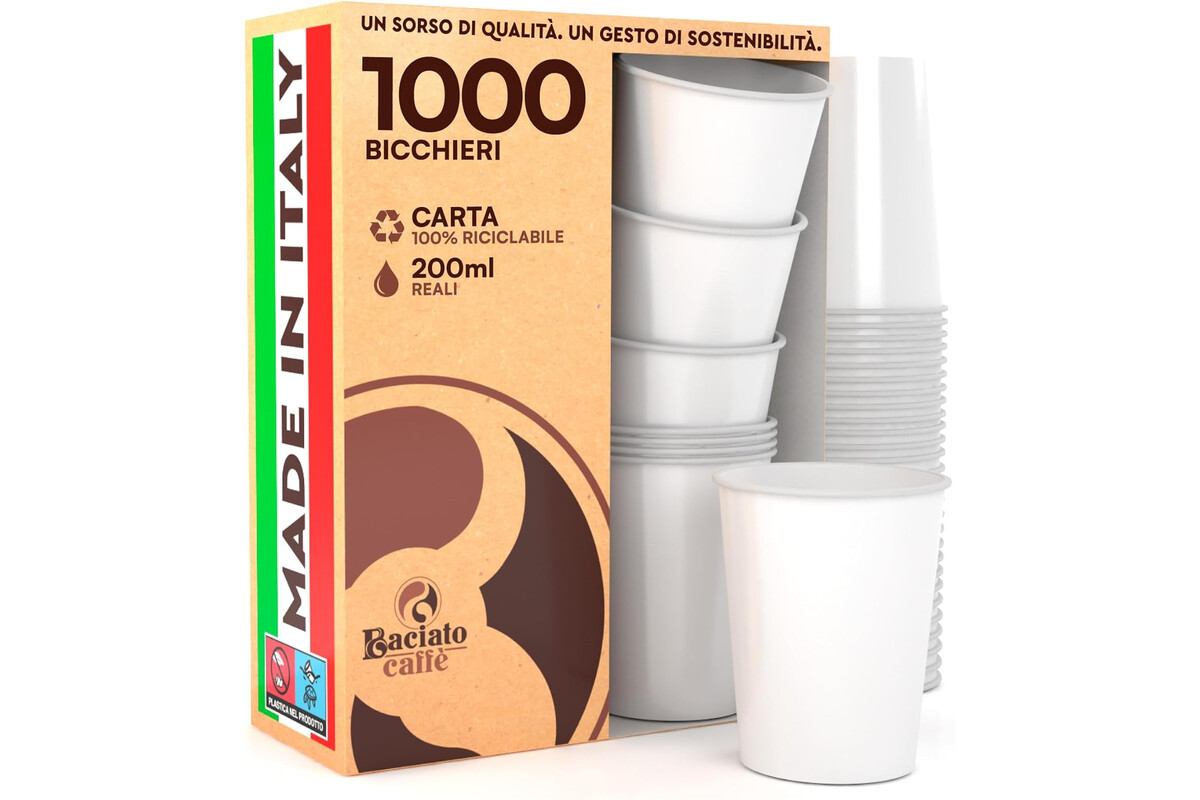 Risparmia con la maxi confezione: 1000 bicchieri biodegradabili made in Italy a un prezzo super conveniente