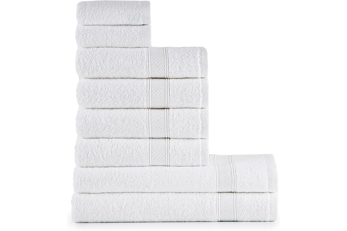 Risparmia con il set completo nottoc: 8 morbidi asciugamani in cotone di qualità a un prezzo conveniente